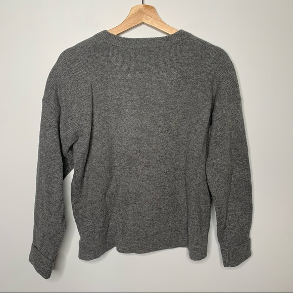 Madewell Gray Merino Wool Lace Up Pullover Sweater Women's Size Medium - Picture 3 of 8